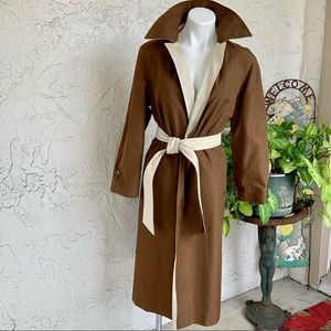 VTG 2in1 Reversible Belted Trench Coat-AQUA 5. Made in England.